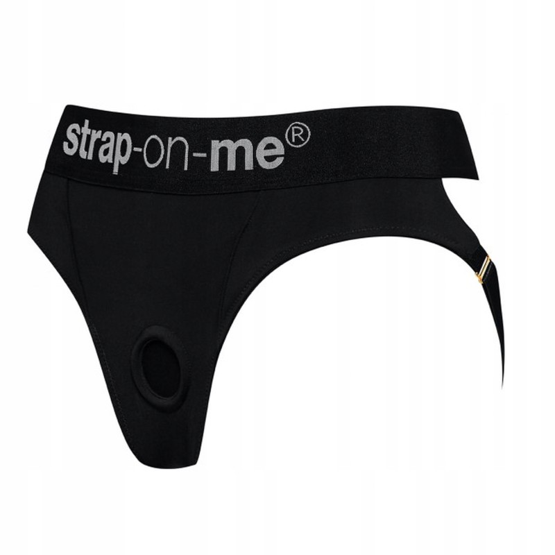 czarne sexowne majtki push up strap-on uprząż S